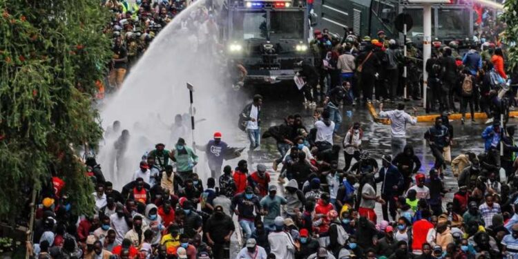 Ant-government demonstrators in Kenya