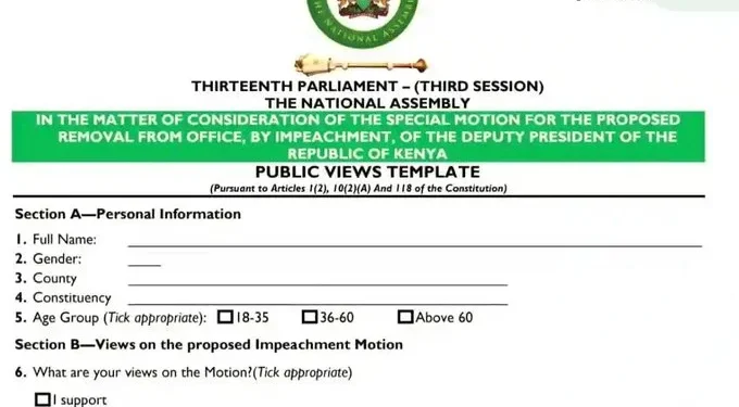 Impeachment motion form