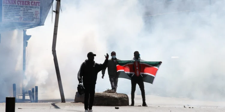 Police lobe teargas to disperse The anti-finance bill 2024 protesters in June 25th, 2024, Nairobi, Kenya