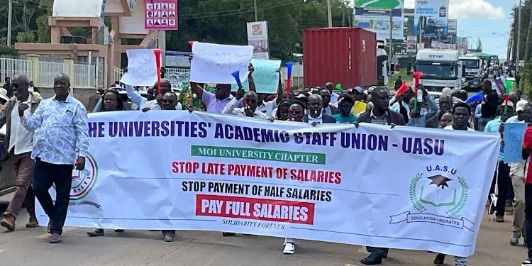 The University Academic Staff Union (UASU) went on strike over the government's failure to fully implement the CBA 2021-2025.