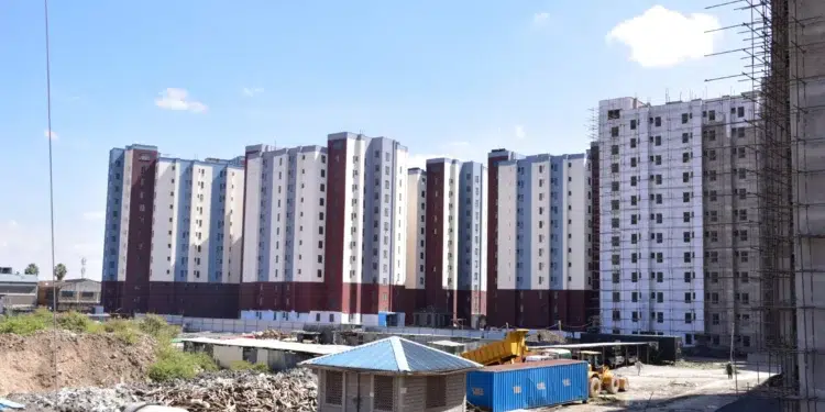 The construction of affordable housing units at the Mkuru Kwa Njenga slums