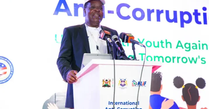 Dr. David Oginde, the EACC Chairperson, addressed the delegation during the commemoration of International Anti-Corruption Day.