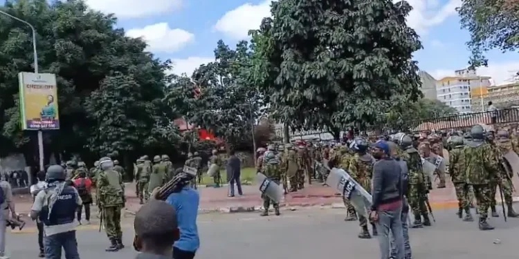 Kenya Police are manning the parliamentary building, engaging in a running battle with the advancing anti-finance bill 2024 protests.