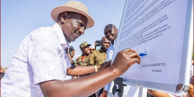 President Ruto signs a directive to remove the extra vetting requirement for ID. Image: @ray_omollo/X