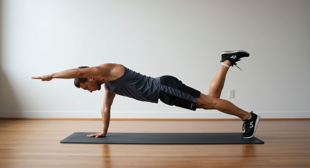 Bird dog exercise pose