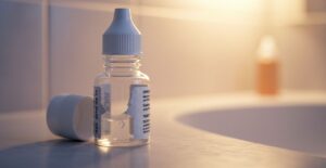 Expired eye drops bottle with printed date