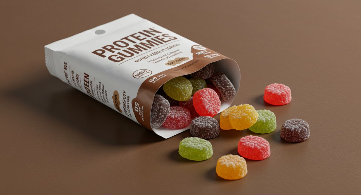 Colorful protein gummies for fitness and muscle recovery